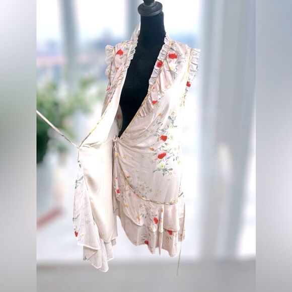 🔥🔥 NWT ALL SAINTS Musical Floral Wrap Mini Dress Size 6 US 10 UK EU 38 - Picture 10 of 16